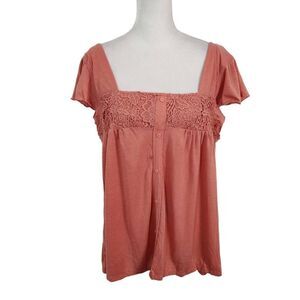 Absolutely Famous Pink Knit Top Size XL NWT Pink Crochet Top